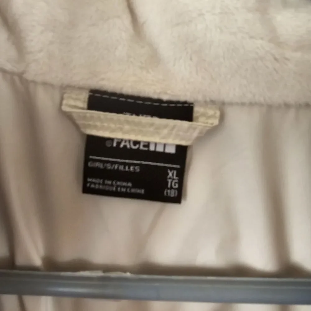 The North Face Girl's Size XL(18) Ivory Puffer Hooded